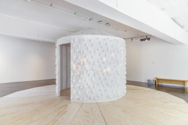 Installation view of a sculpture in a space
