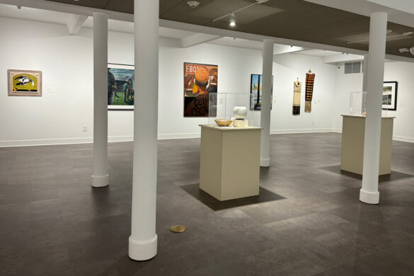 An installation image of an exhibition featuring Black artists working in Texas.