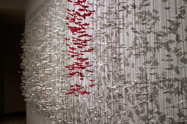 A detail photograph of an installation by Du Chau.
