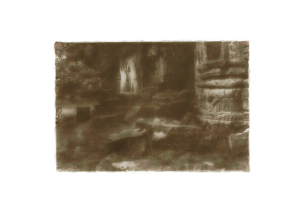 hazy transfer print of ruins