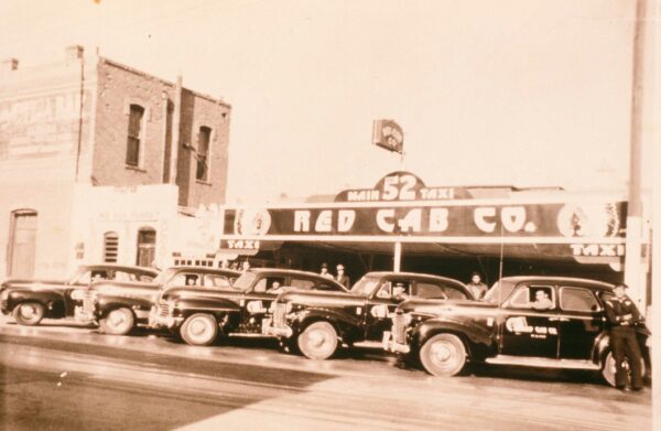 Antique photo of a taxi service