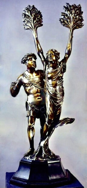 small bronze sculpture of Apollo and Daphne