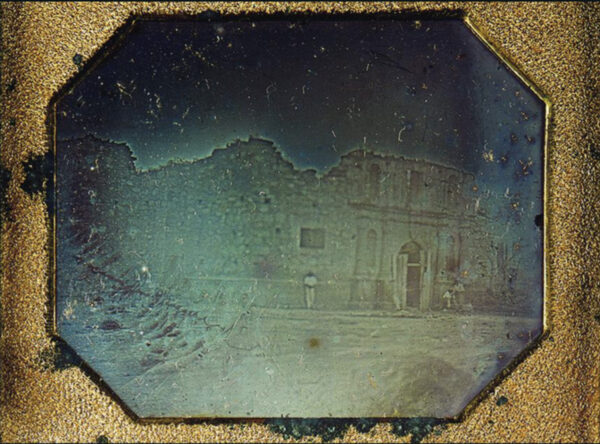 Daguerreotype with the façade of the Alamo church