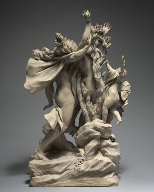Marble sculpture illustrating the story of Apollo and Daphne