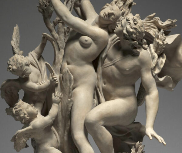 Detail of a sculpture of Apollo and Daphne