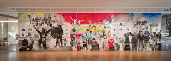 A photograph of a large-scale wall drawing by Marc Bauer.