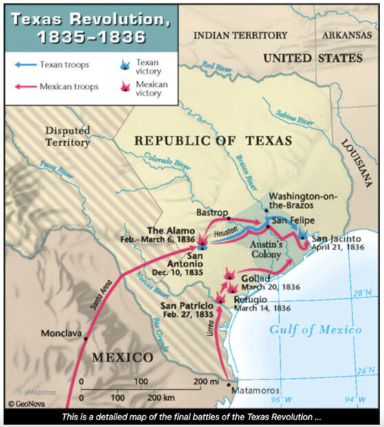 Map of the Texas Revolution
