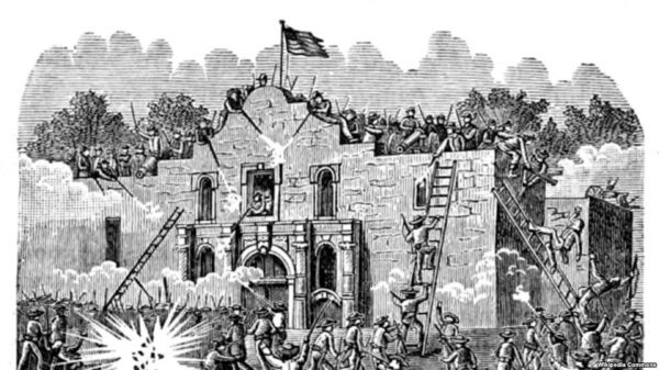 Print of the siege of the Alamo