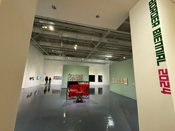 An installation photograph of the 2024 Border Biennial at the El Paso Museum of Art.