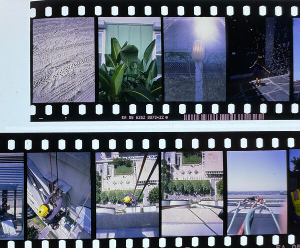 A photograph of slide film taken with a half-frame camera.