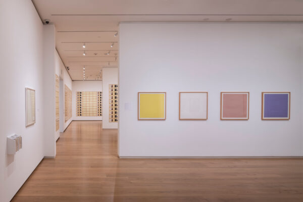 Installation view of 2d works on white walls