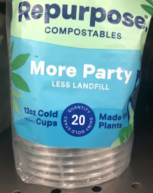 Photo of compostable plant based cups in packaging