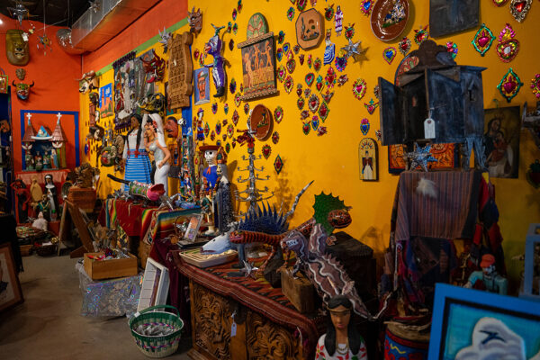 A photograph of the interior of the San Angel Folk Art Gallery in San Antonio.