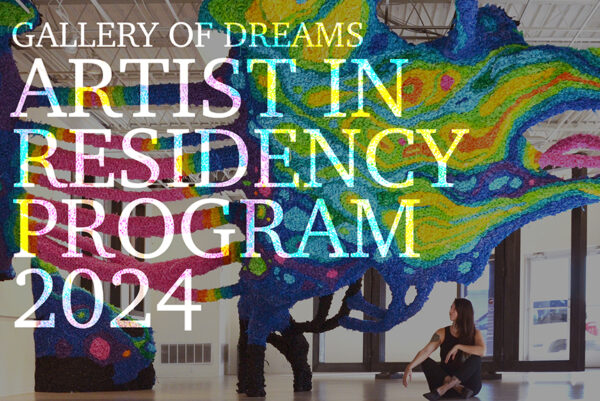 A designed graphic promoting the Gallery of Dreams Artist-in-Residency Program.
