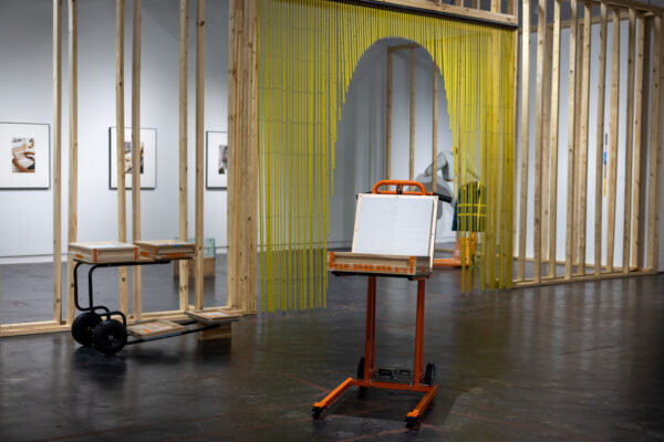 Installation view of work made by art handlers