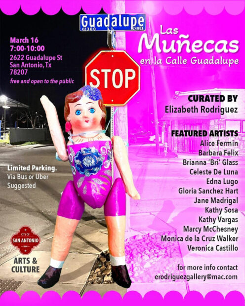 Invitation of the outdoor exhibition of muñecas in San Antonio