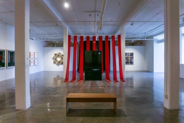 Installation view of an exhibition by artist Joe Harjo at Blue Star San Antonio