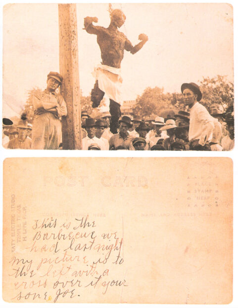 Postcard of a lynching in Texas