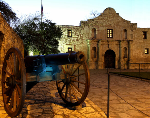 A replica of a famous canon at the battle of the Alamo