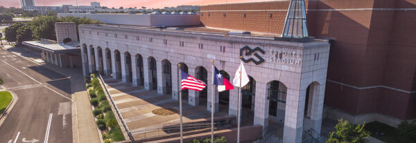 A photograph of the exterior of the ESports Stadium in Arlington, Texas.