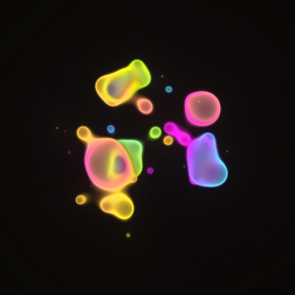 An NFT artwork, featuring blobs of color on a black background.