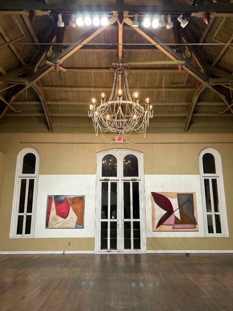 Installation view of large scale paintings by artist Olivia Ortiz