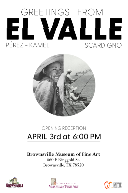 A designed graphic promoting an exhibition at the Brownsville Museum of Fine Arts.