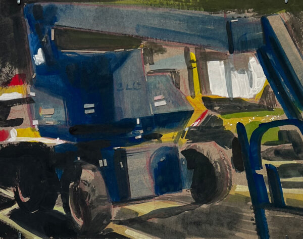 Gestural painting of a construction lift