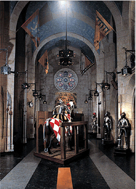 Image of a gothic gallery with armor