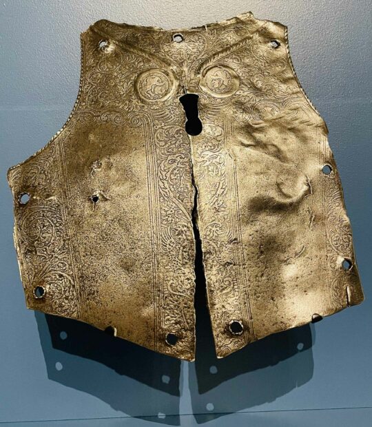 Photo of a breast plate of a suit of armor