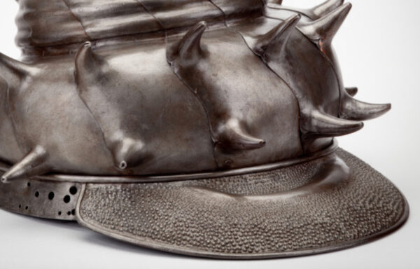Helmet from a suit of armor shaped like a conch shell