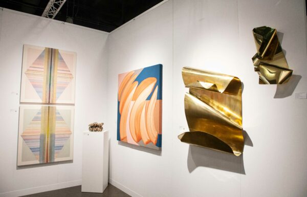 Handing two and three dimensional works in a booth at the Affordable Art Fair