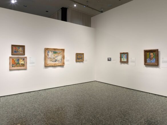 An installation shot of “Vertigo of Color, Matisse, Derain, and the Origins of Fauvism.”