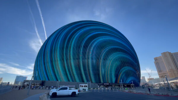 Photo of the outside of the the Sphere venue in Las Vegas