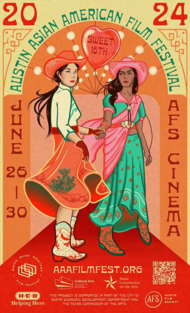 A poster promoting the 2024 Austin Asian American Film Festival.