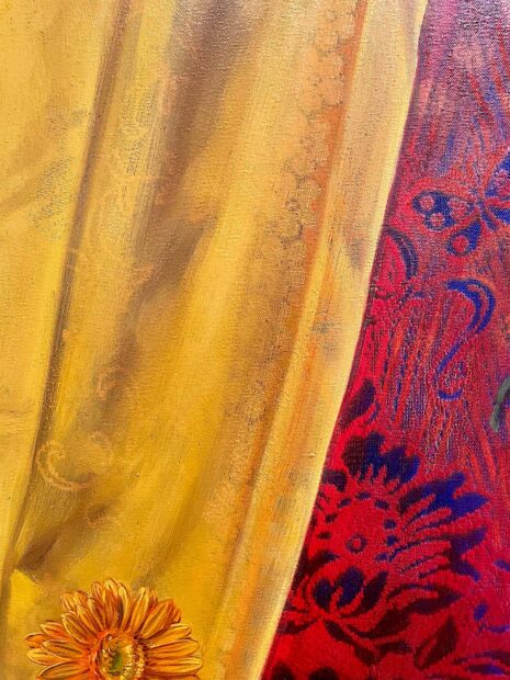 Detail of fabric in a painting