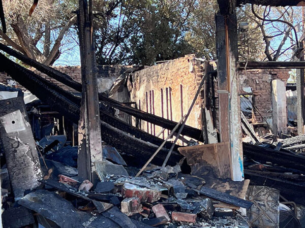 A photograph of the aftermath of a fire in Alpine Texas.