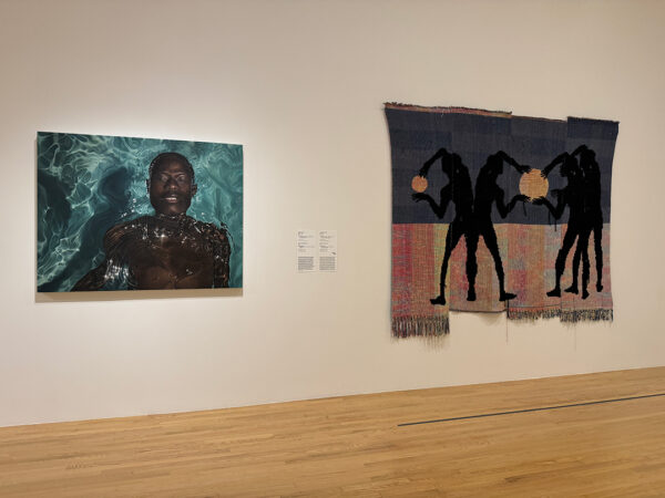 An installation image of works by Calida Rawles and Diedrick Bracken.