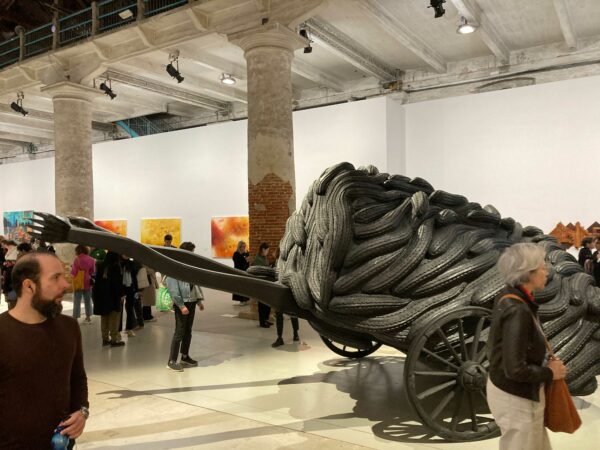 Installation view of large scale sculptures at the Arsenalle at the Vencie Biennale