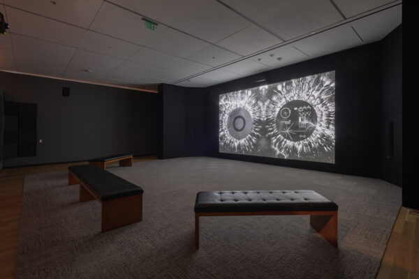 An installation image of a video by Dario Robleto.