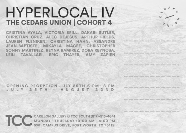 A designed graphic promoting the exhibition Hyperlocal IV.