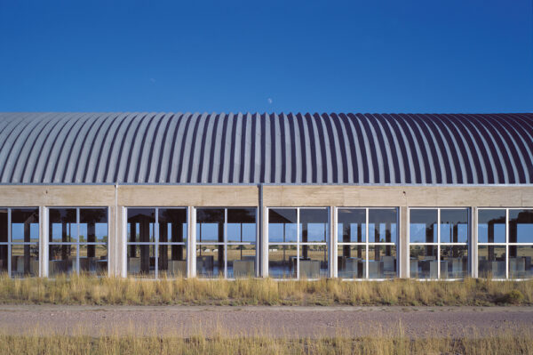 A photograph of artillery sheds at the Chinati Foundation in Marfa.