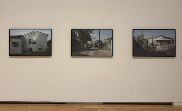 An installation image of three photographs by Arlene Mejorado.