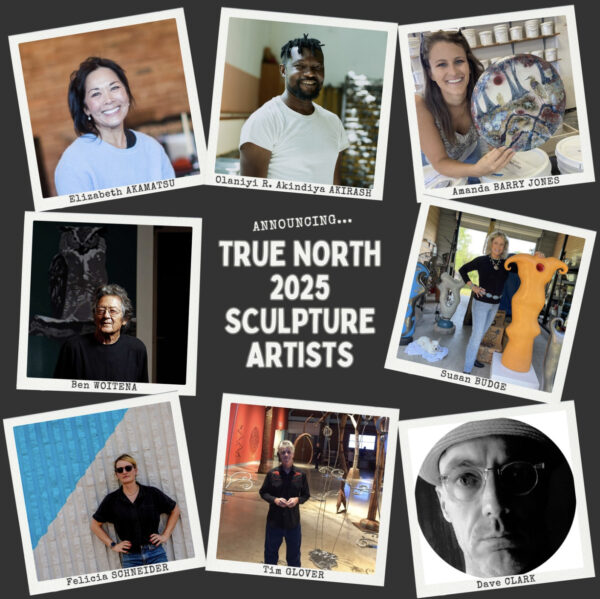 A social media graphic announcing the 8 artists selected for the 2025 True North exhibition.