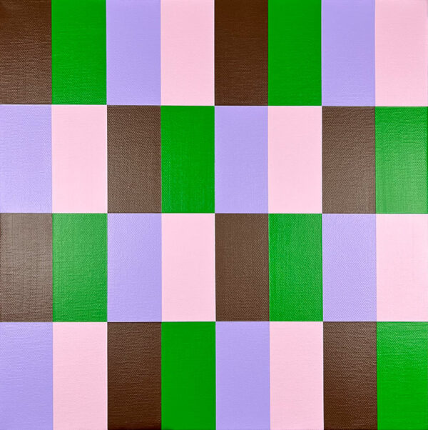 A painting consisting of rectangles painted in four different colors.