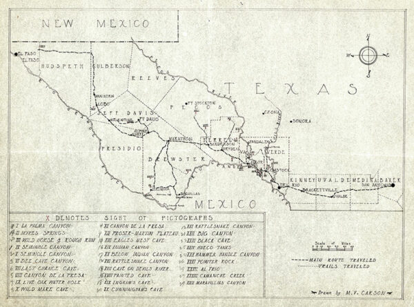 A hand-drawn map of southwest Texas.