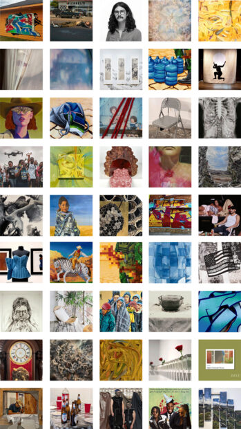 A large grid of images of works of art by artists included in The Cedars Union Cohort V.