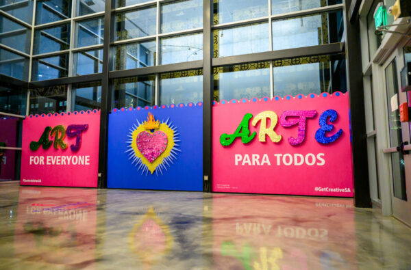 A colorful installation that reads "Art For Everyone / Arte Para Todos."