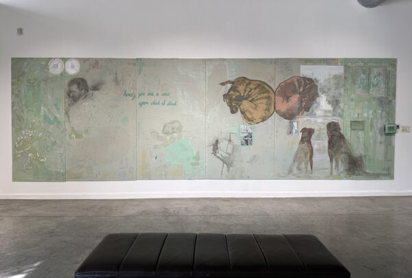 An installation image of works by Eli Ruhala.