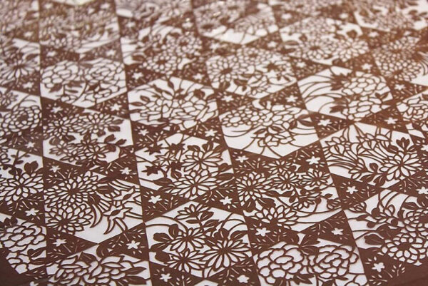 An intricately patterned stencil.